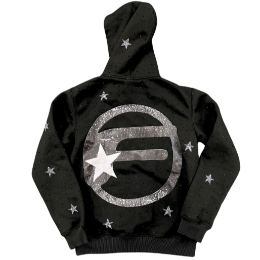 “Arabic Collection" Hoodie in Black with Black Rhinestones
